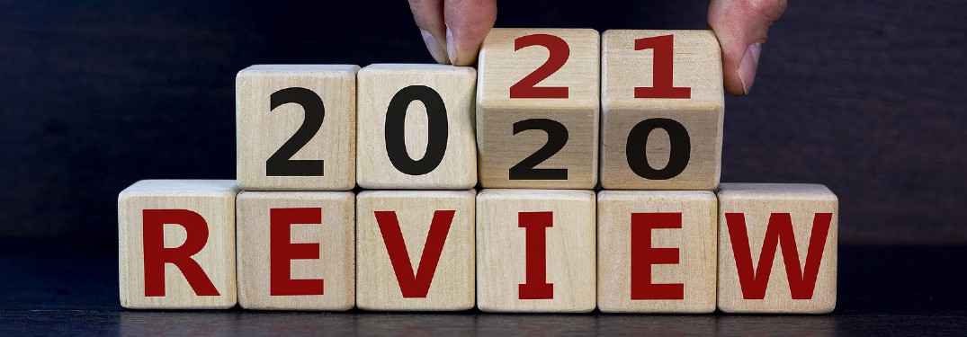 Blocks that read 2020 Review, but the 2020 is slowly getting switched to 2021
